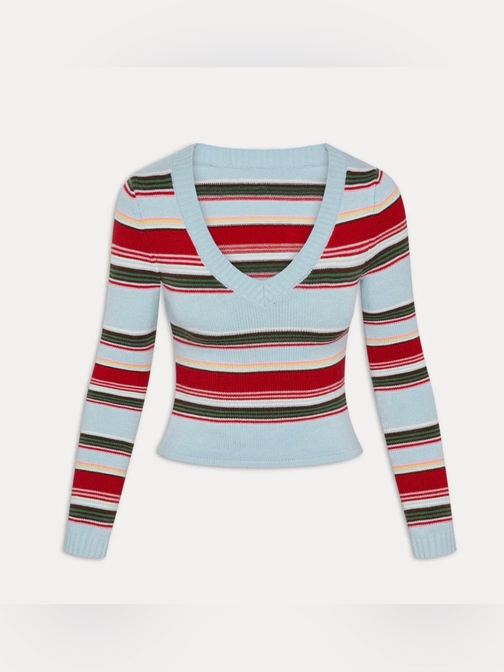 Frankie's Bikinis Kit V Neck Knit Sweater In Ocean Avenue - Picture 6 of 11